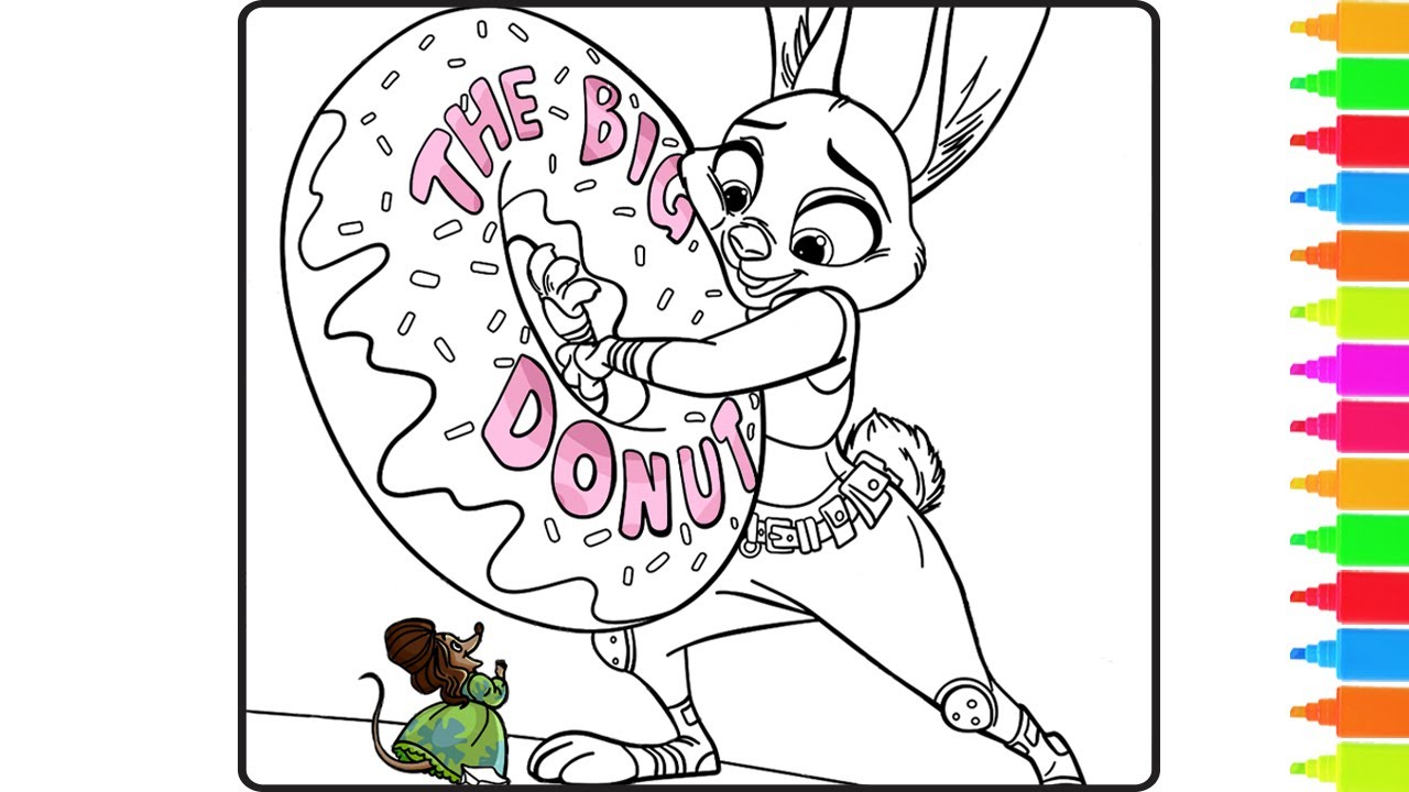 Disney zootopia have a donut coloring book pages