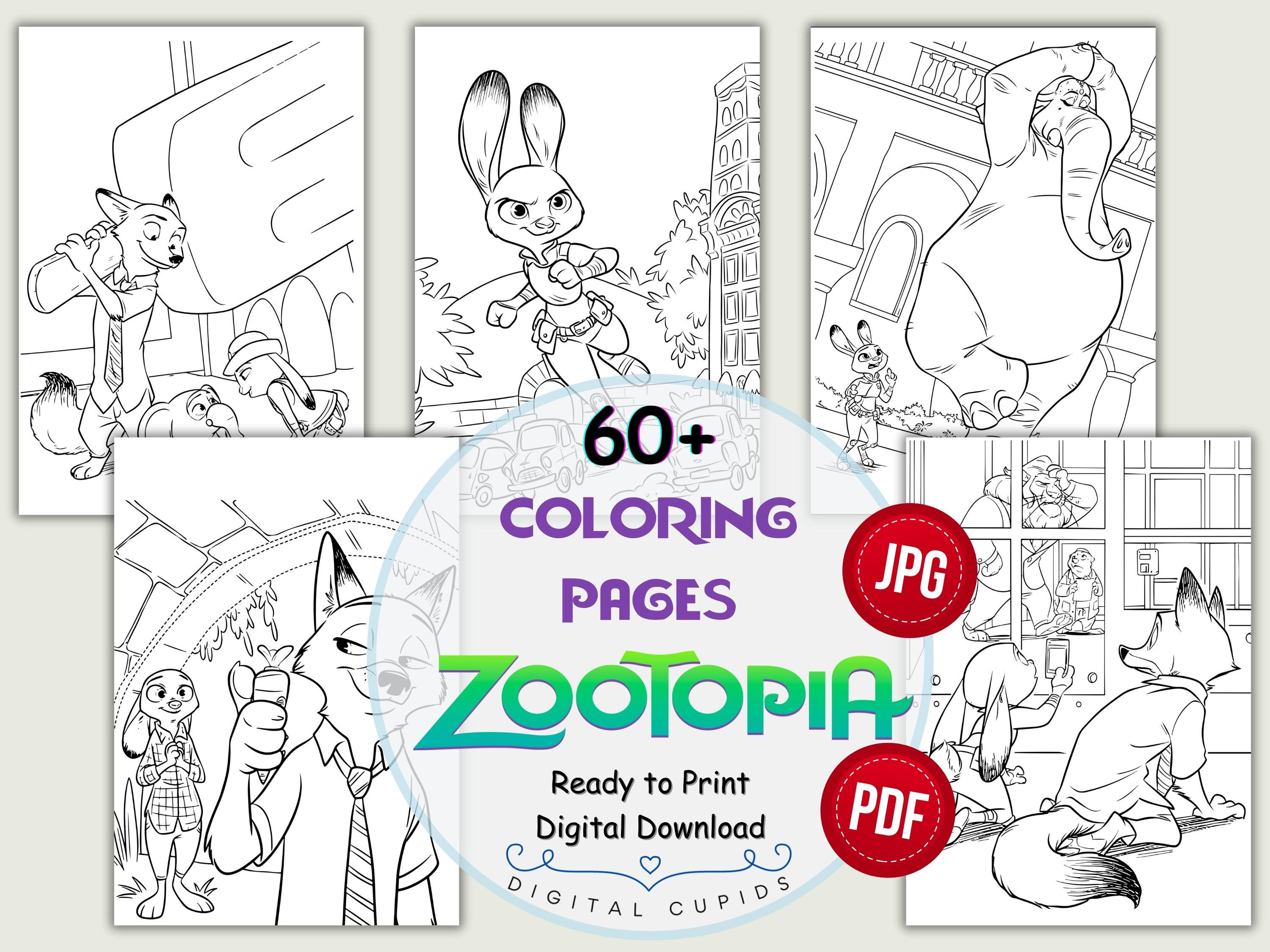 Zootopia movie coloring pages jpg pdf zootropolis illustrations judy hopps nick i kid activity drawing sheets ready to print a size