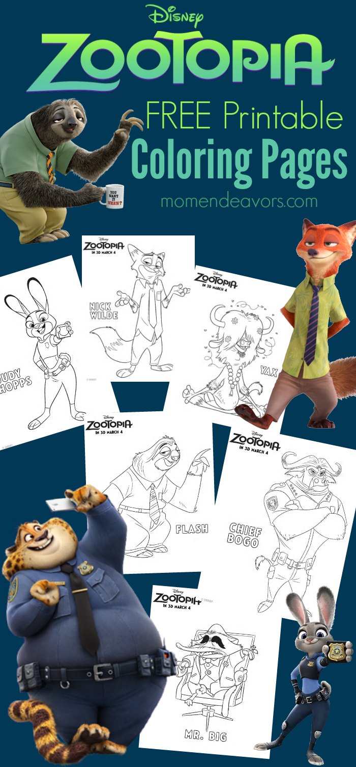 Disneys zootopia printable coloring pages