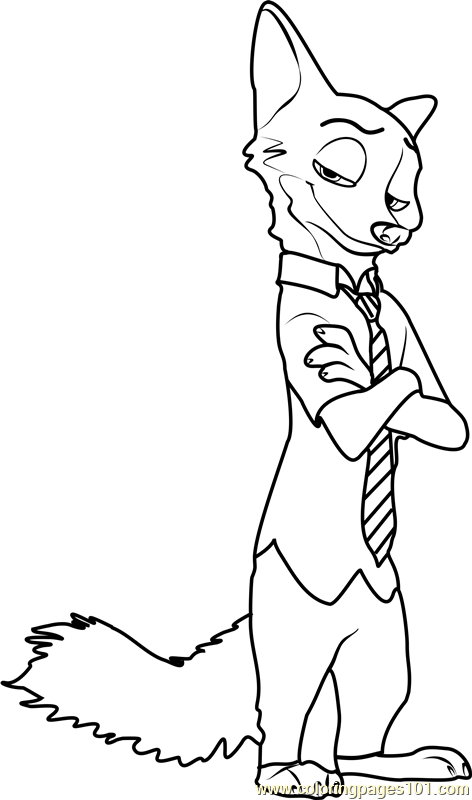 Nick wilde coloring page for kids