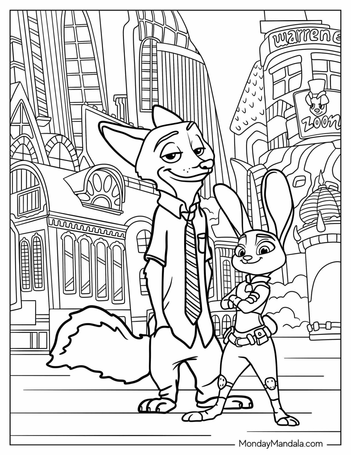 Zootopia coloring pages free pdf printables