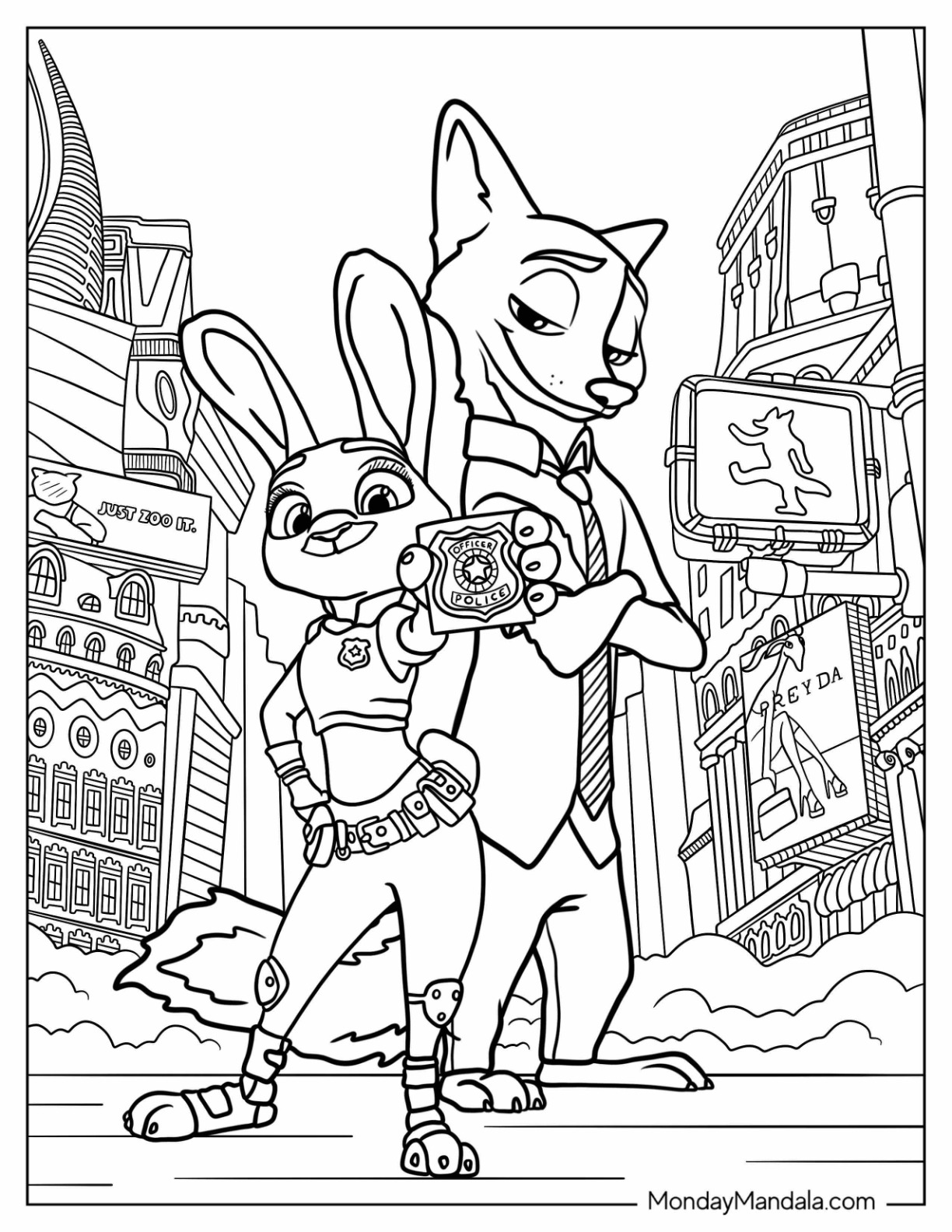 Zootopia coloring pages free pdf printables