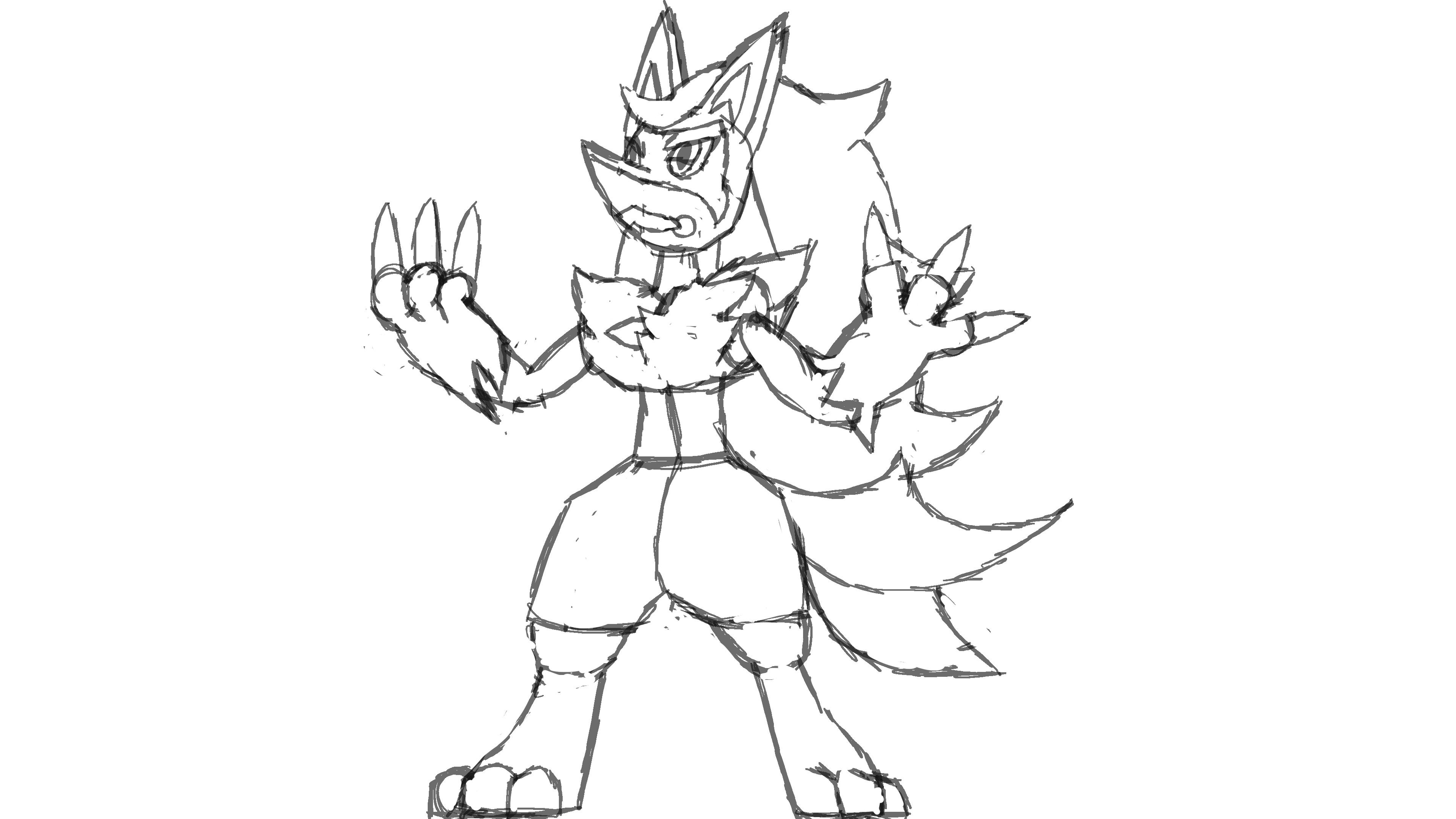 Tried to draw a lucario and zoroark fusion which color bo looks best also bonus sketches rpokemonart