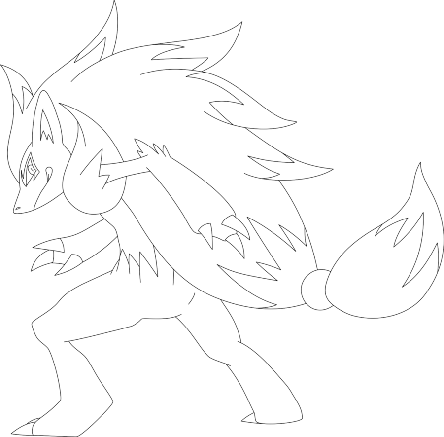 Lineart of zoroark by inukawaiilover on