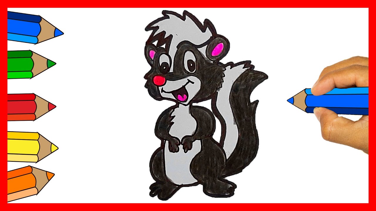 Ð jungle animals drawings â how to draw a skunk looking at you from the front cat color