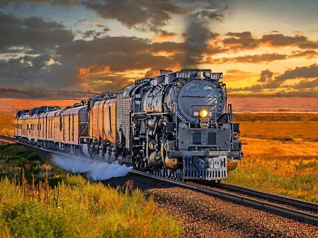 Wallpapers sonnenuntergang zug schienen eisenbahn lokomotiv dampflokomotive