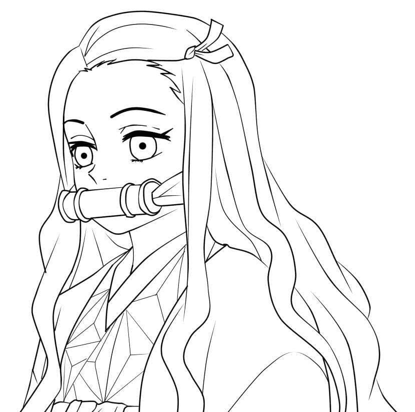 Nezuko kamado coloring page