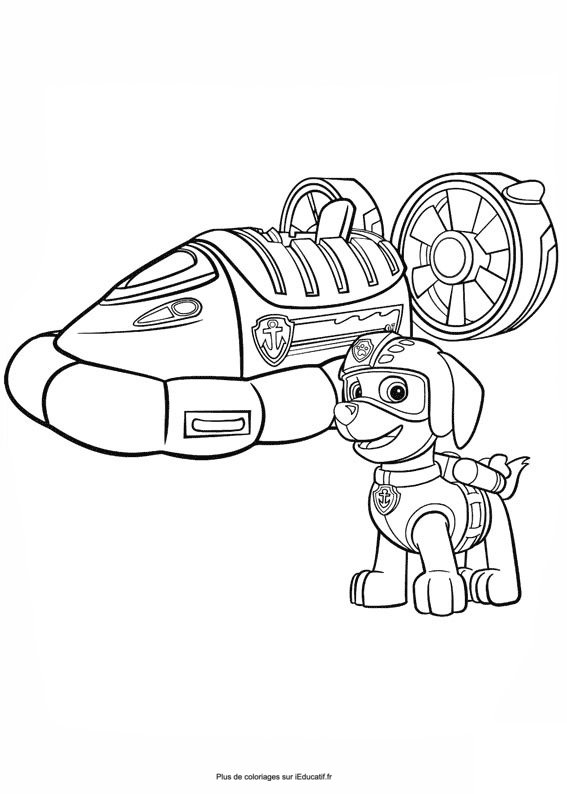 Zuma with his hovercraft coloring page paw patrol