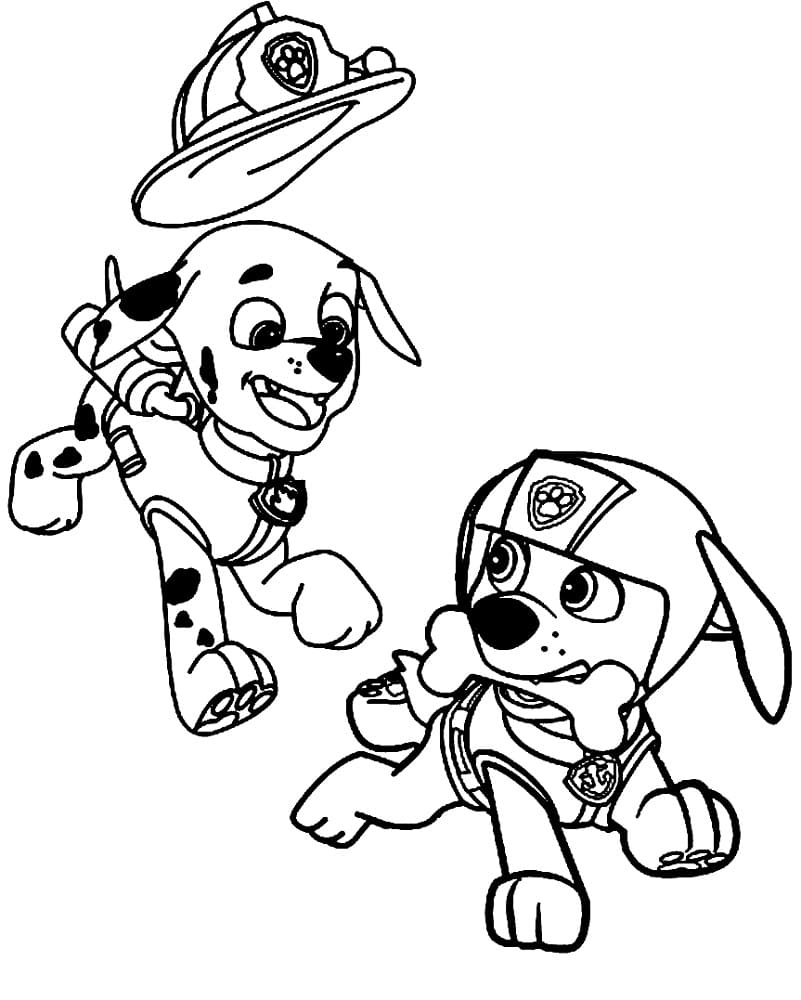 Marshall and zuma paw patrol coloring page