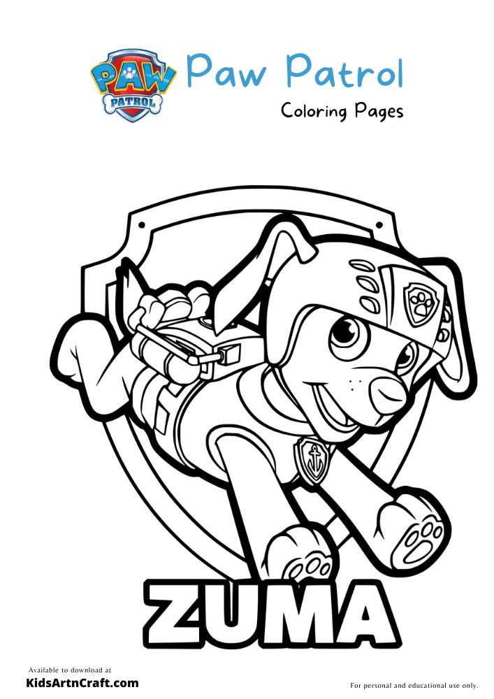 Paw patrol colorg pages for kids