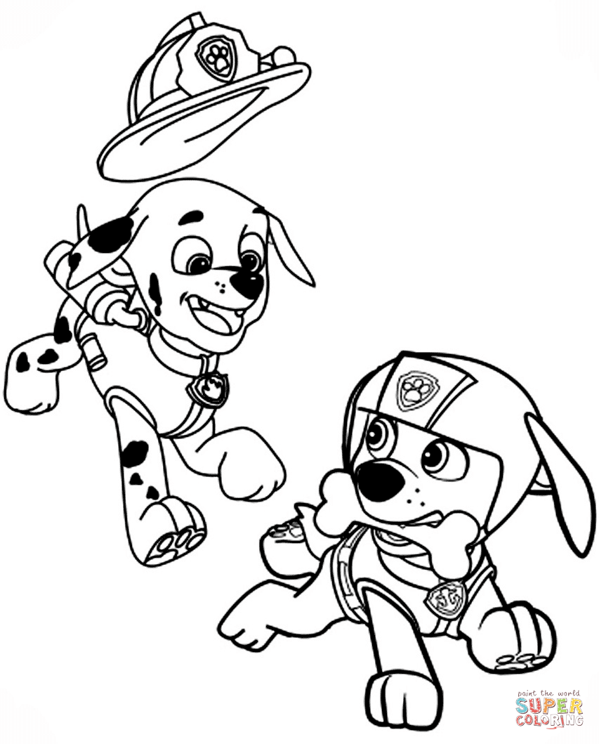 Marshall and zuma coloring page free printable coloring pages