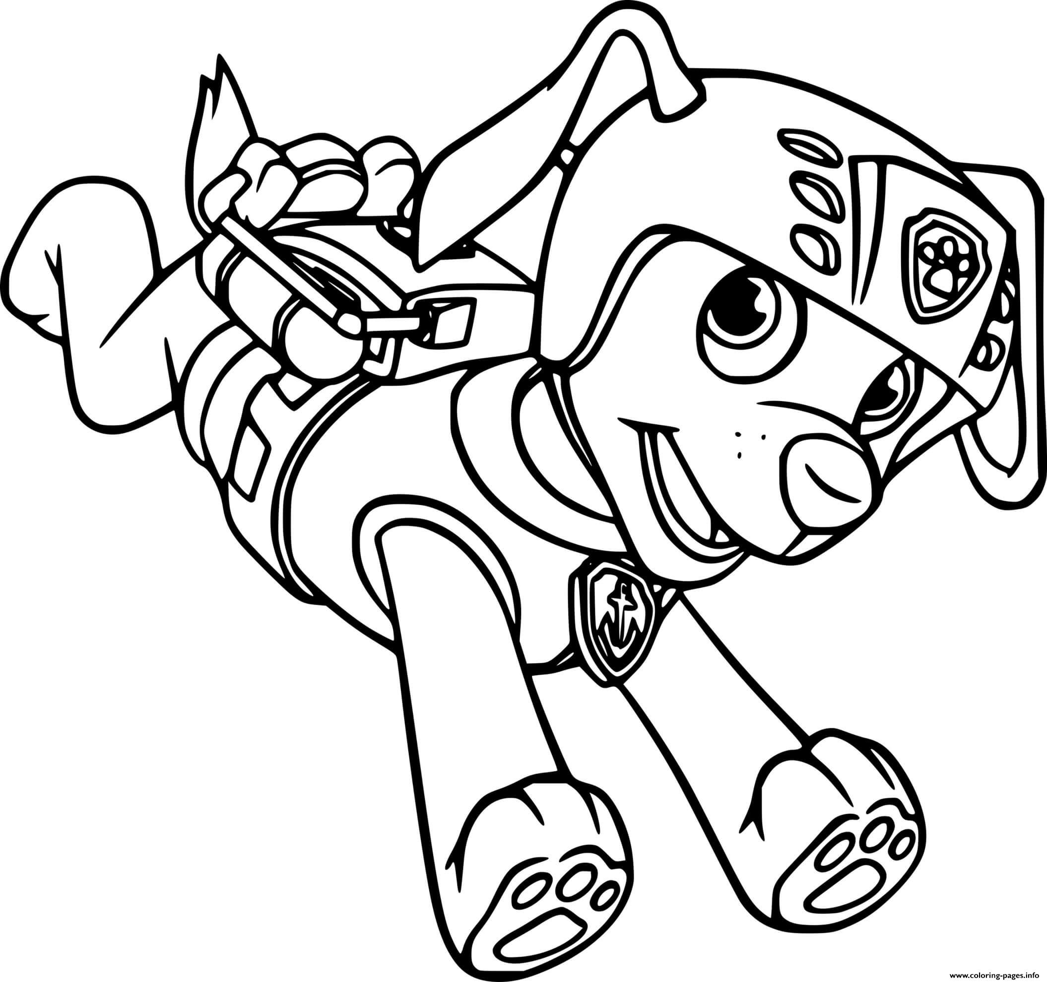 Paw patrol zuma running coloring page printable