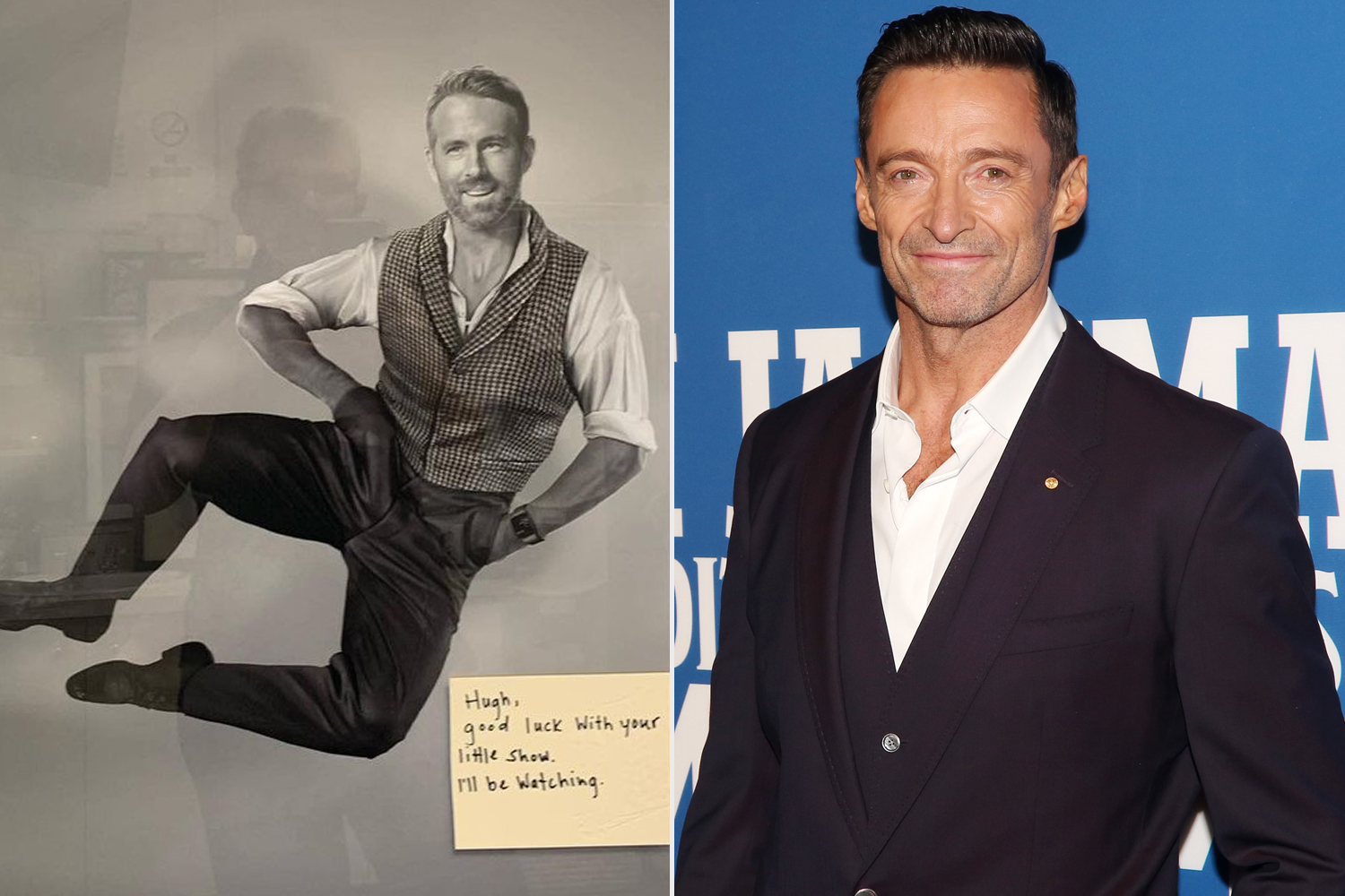 ryan Reynolds Leaves Hilarious Note For Hugh Jackman In Dressing Room  Peoplecom