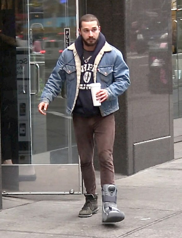 shia Labeouf Limps Around New York With Walking Boot For Injured Foot