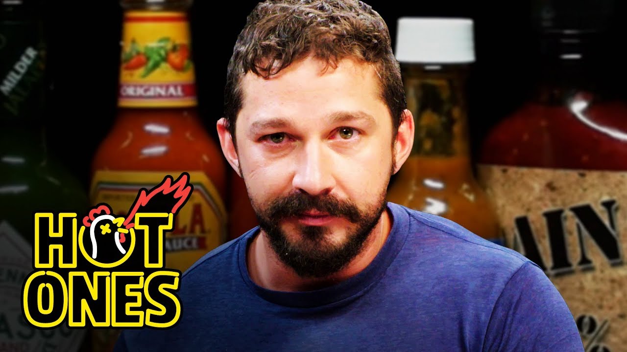 shia Labeouf Sheds A Tear While Eating Spicy Wings Hot Ones Youtube