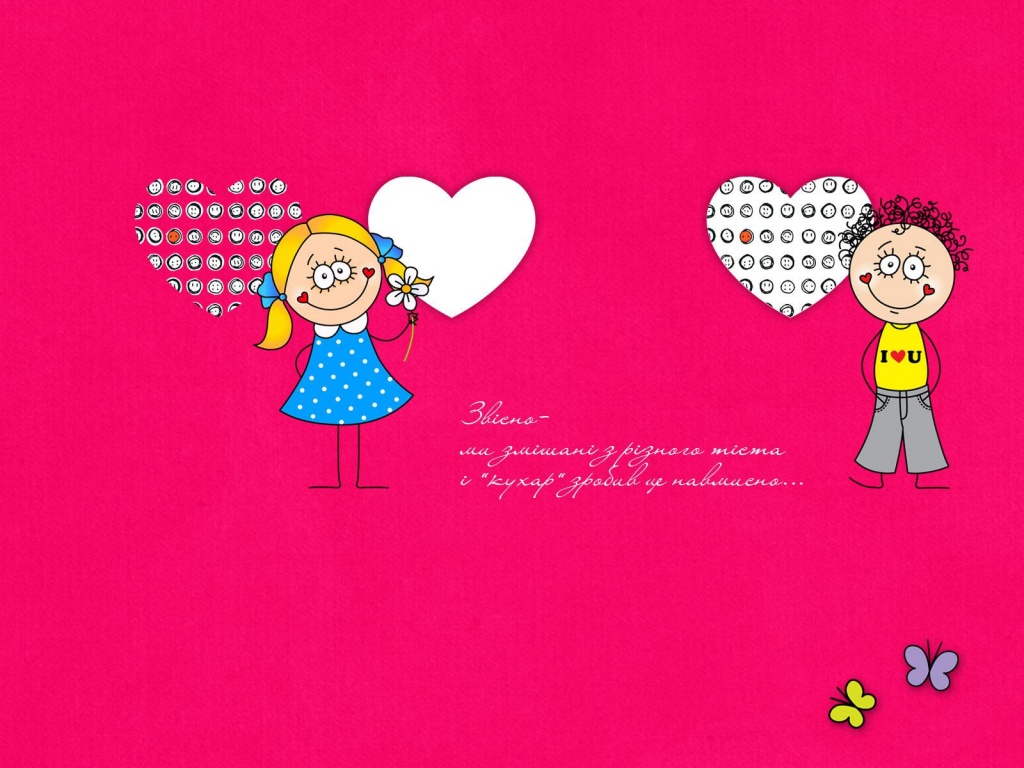 Cartoon Lovers With Heart Wallpapers - 1024x768 - 222537