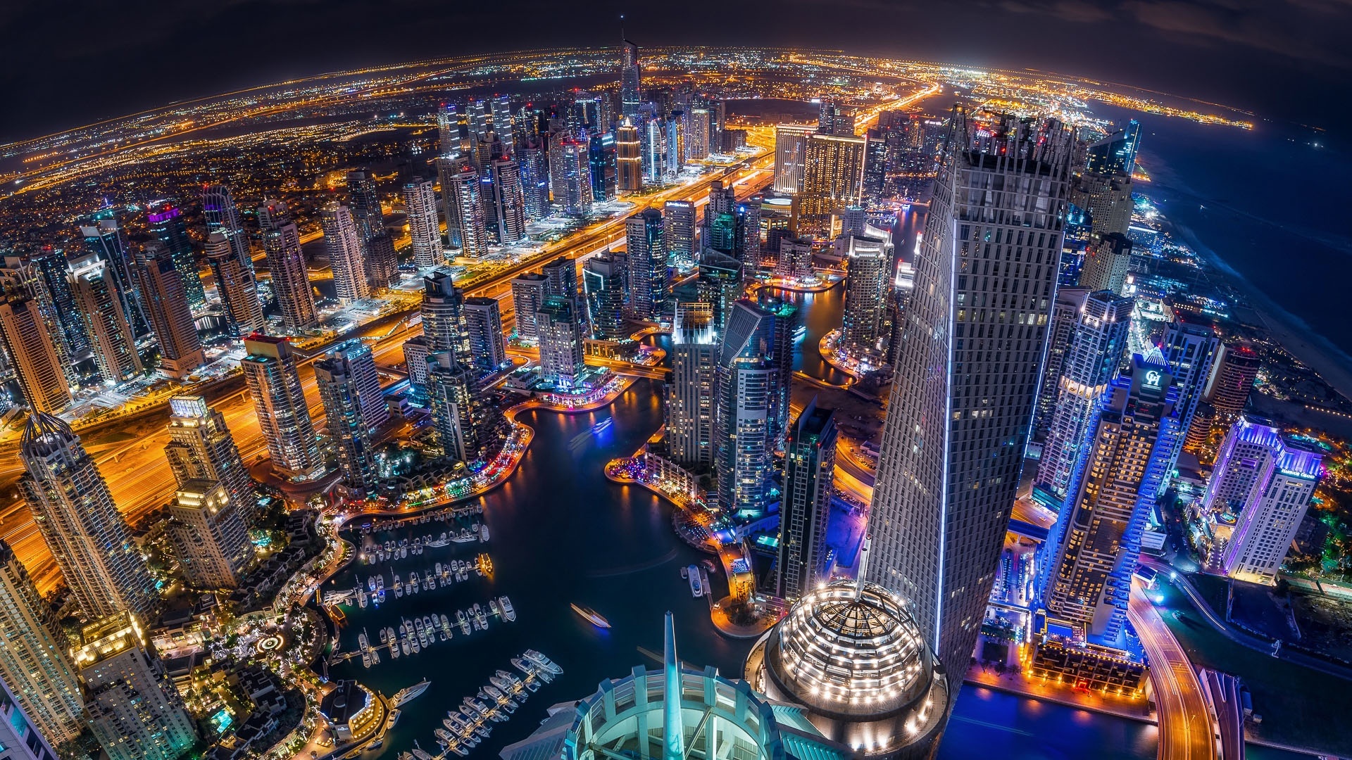 Dubai Marina Evening Night Lights Wallpapers - 1920x1080 - 1219678