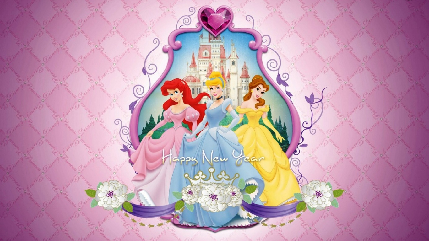 Heroine Of Disney Happy New Year Wallpapers - 1366x768 - 317377