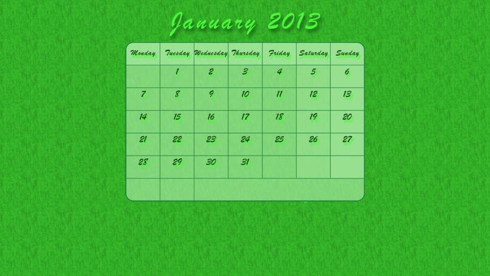 January Calendar 2013 Wallpapers 960x540 170236