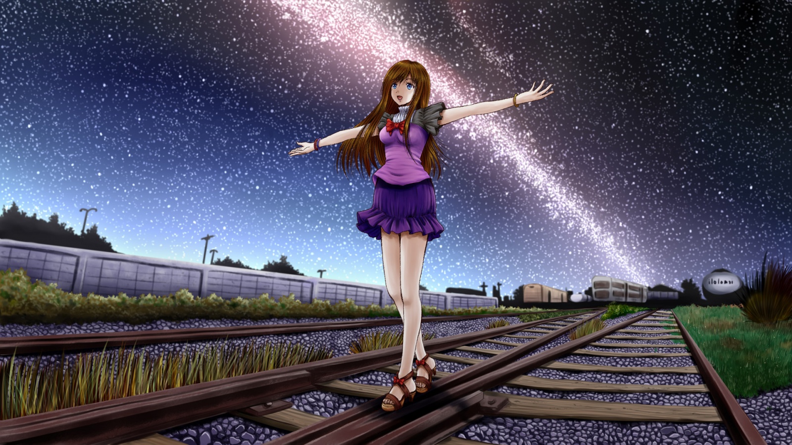 Night Stars Anime Wallpapers - 1600x900 - 581245