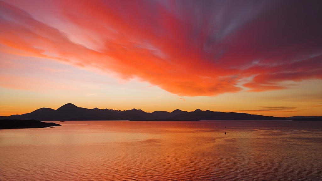 Orange Sunset Over the Sea Wallpapers - 1024x576 - 133223