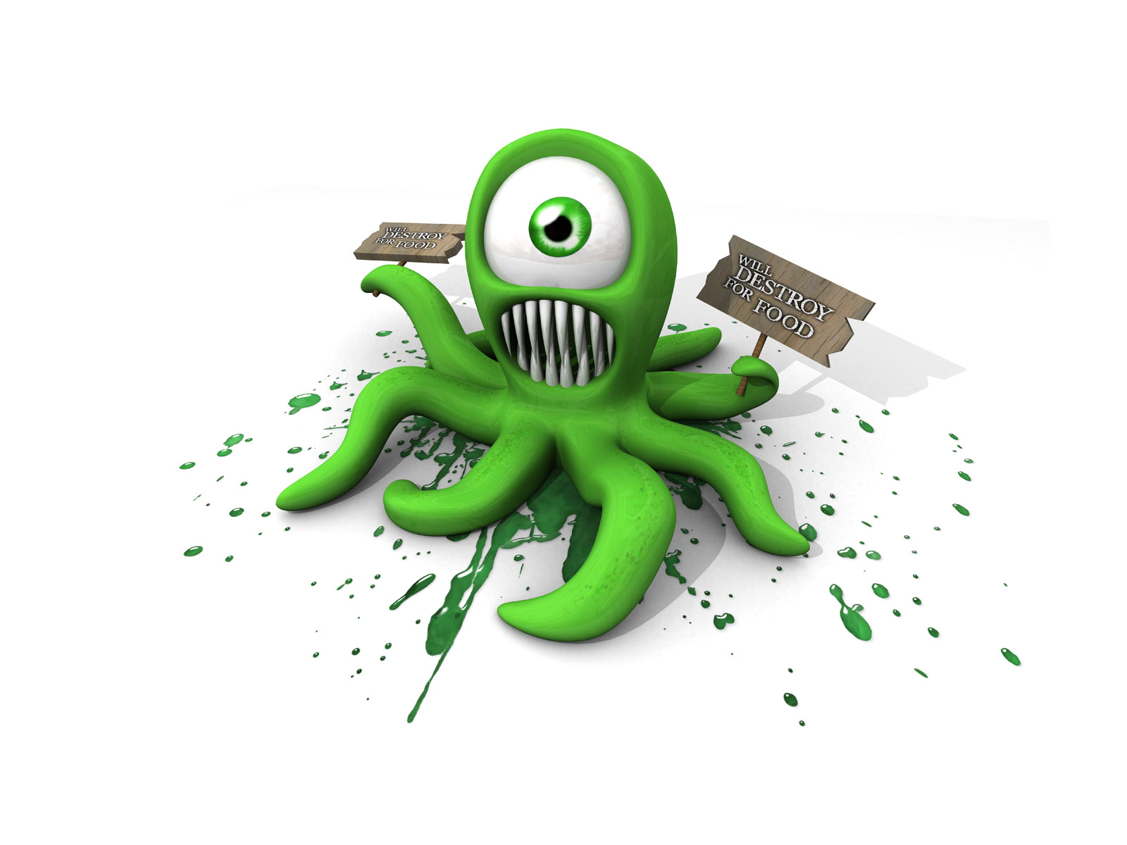 3D Cartoon Octopus Wallpapers - 1600x1200 - 192254